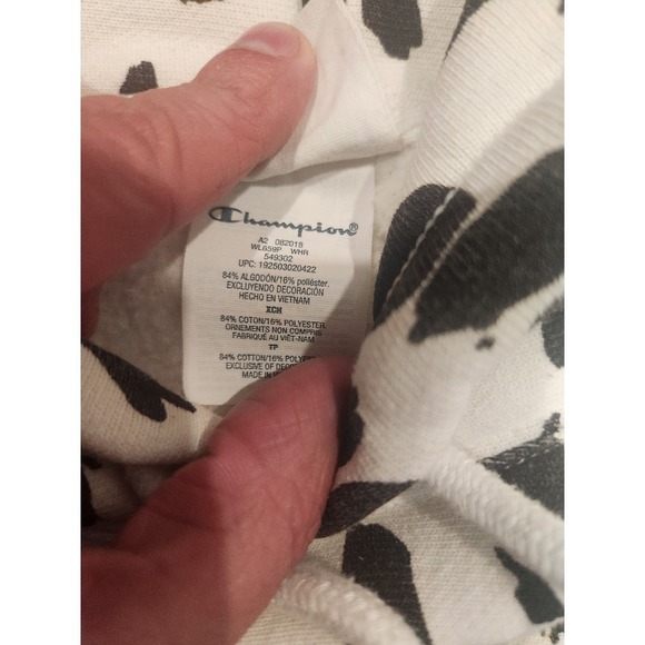 Champion White and Black Dalmatian Print Cropped Hoodie - Picture 5 of 9